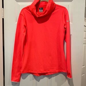 Nike Neon Coral Long Sleeve Cowl Neck Pullover